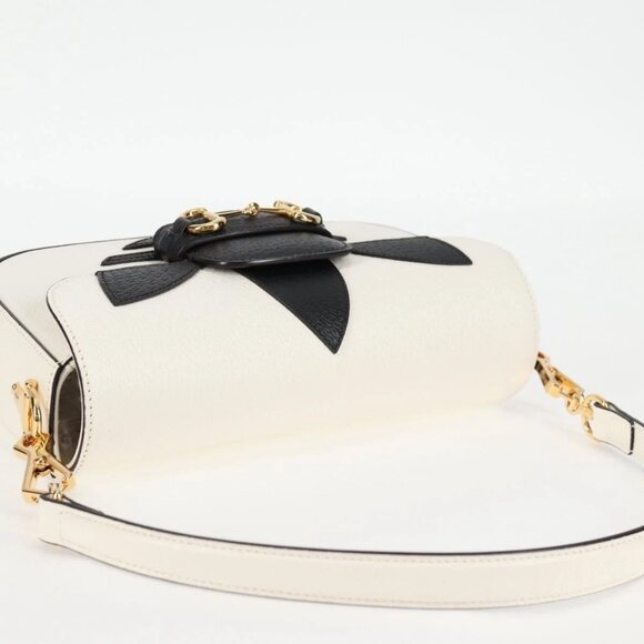 GUCCI Adidas Collaboration Horsebit Bag Leather 2way White 722009 Auth ac3794AM - Picture 7 of 16